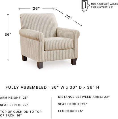 Classic Striped Upholstered Accent Chair