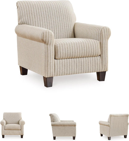 Classic Striped Upholstered Accent Chair