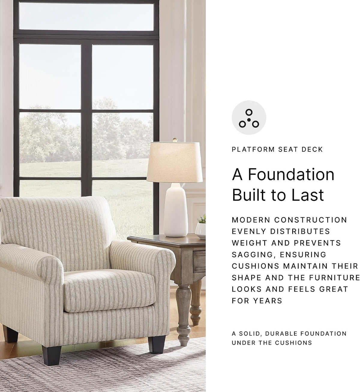 Classic Striped Upholstered Accent Chair
