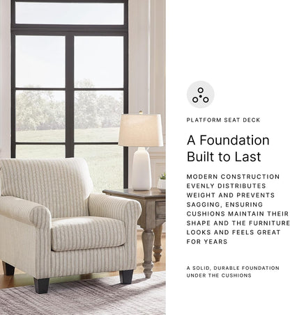 Classic Striped Upholstered Accent Chair
