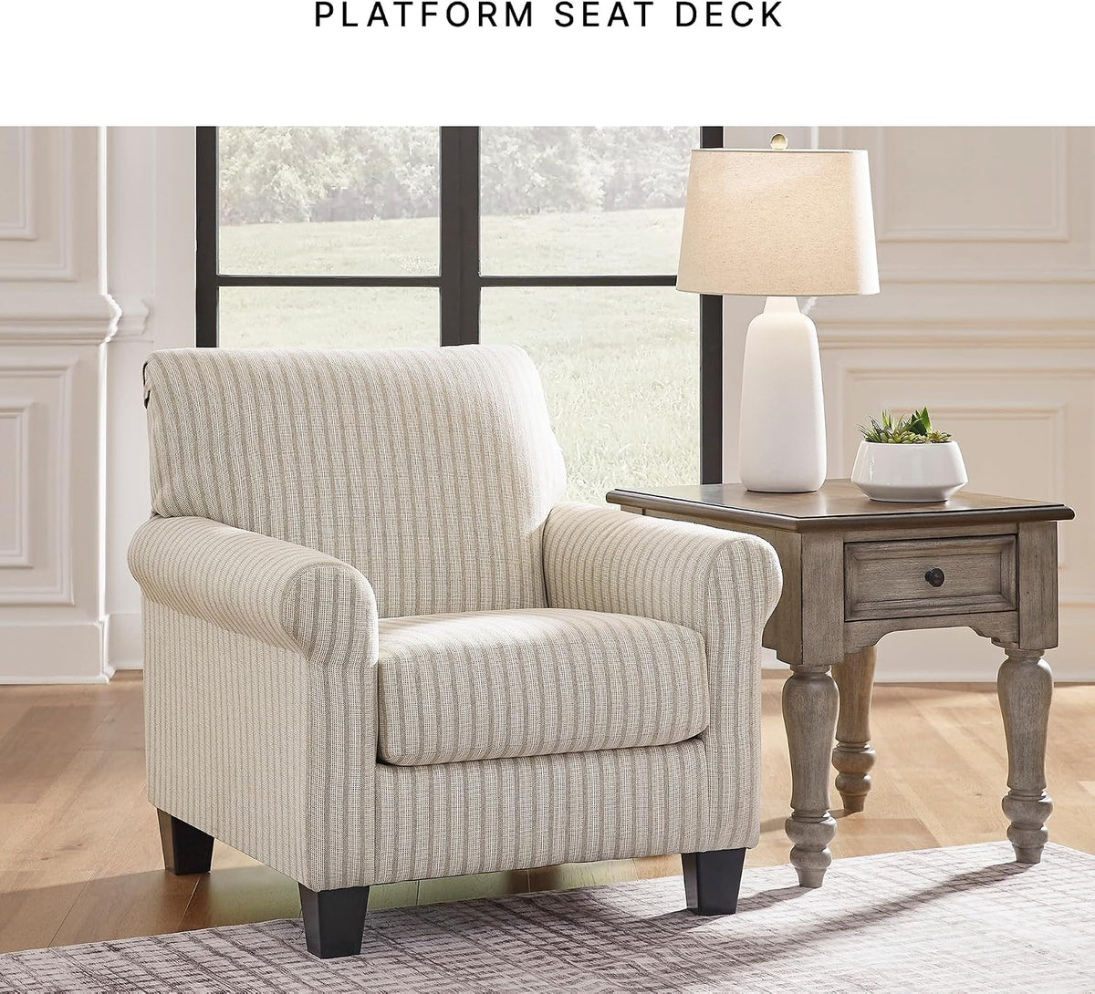 Classic Striped Upholstered Accent Chair