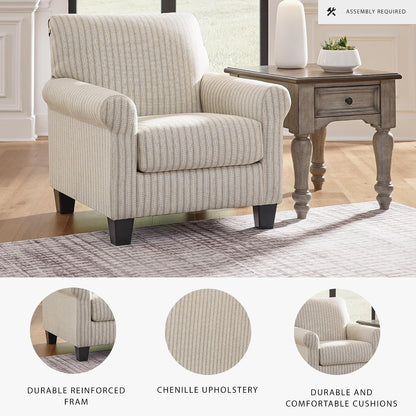 Classic Striped Upholstered Accent Chair