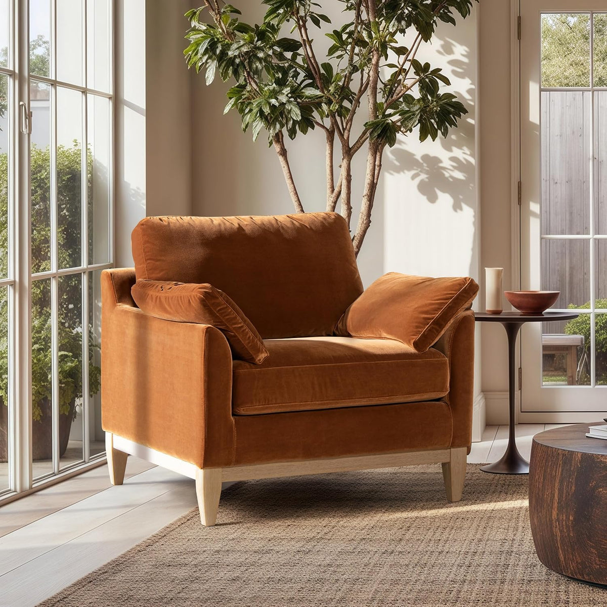 Rustic Modern Burnt Orange Accent Chair